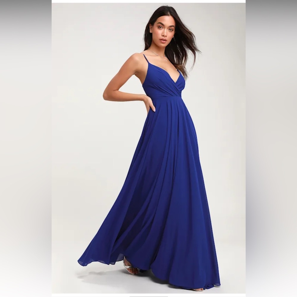 Lulus Royal Blue Maxi Dress - Bridesmaid, Wedding Guest, Formal Gown! - Picture 4 of 7